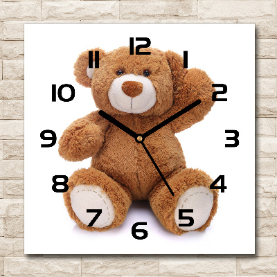 Orologio quadrato in vetro con orsacchiotto di peluche come decorazione