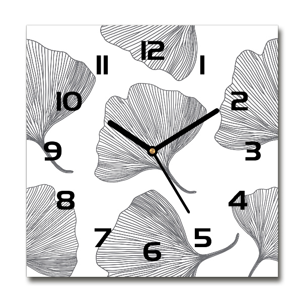 Orologio quadrato in vetro con motivo Ginkgo