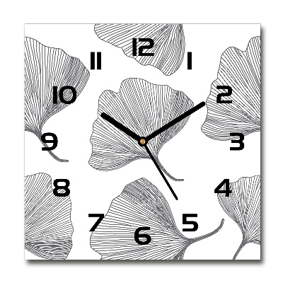 Orologio quadrato in vetro con motivo Ginkgo