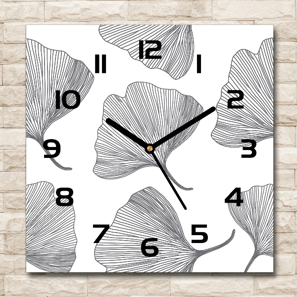 Orologio quadrato in vetro con motivo Ginkgo