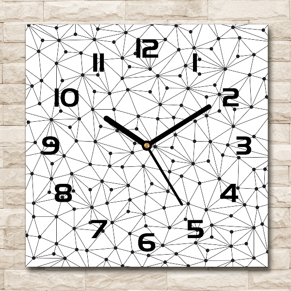 Orologio da parete quadrato con motivo di linee e cerchi