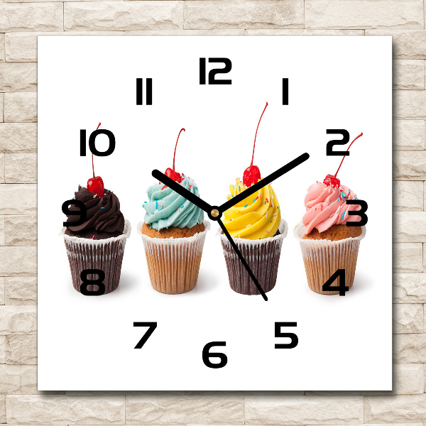 Orologio quadrato con quadrante decorato con motivo a cupcakes