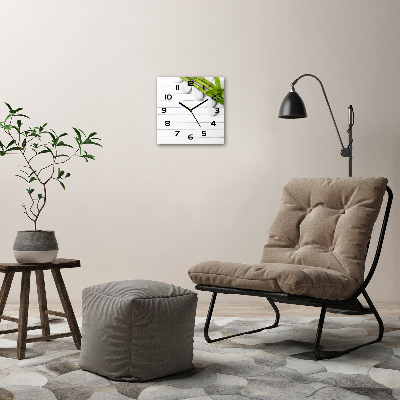 Orologio quadrato in vetro con cornice in bambù