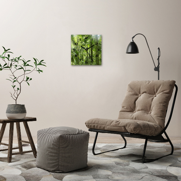 Orologio quadrato in vetro con motivo foresta tropicale