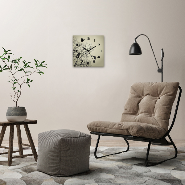 Orologio quadrato con stampa raffigurante corvi su un albero