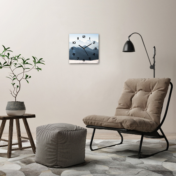 Orologio da parete quadrato con motivo cime montuose