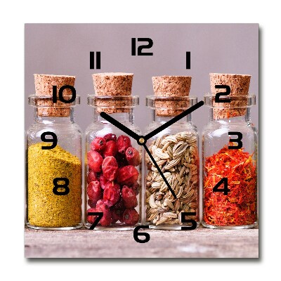 Orologio quadrato in vetro con motivo di spezie colorate