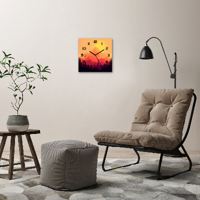 Orologio da parete quadrato con quadrante decorato con un paesaggio montano