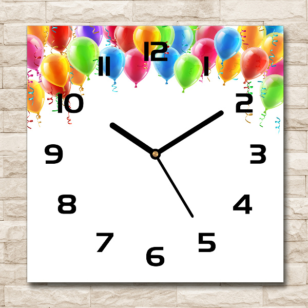 Orologio da parete quadrato con motivo di palloncini colorati