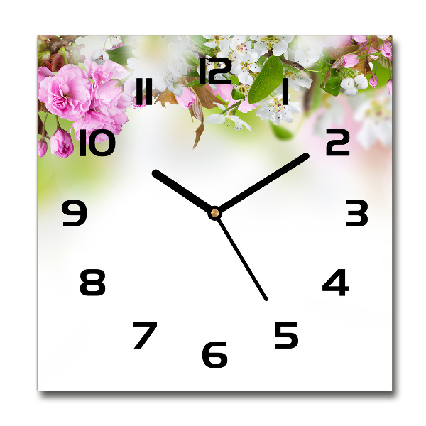 Orologio quadrato con motivo di fiori primaverili