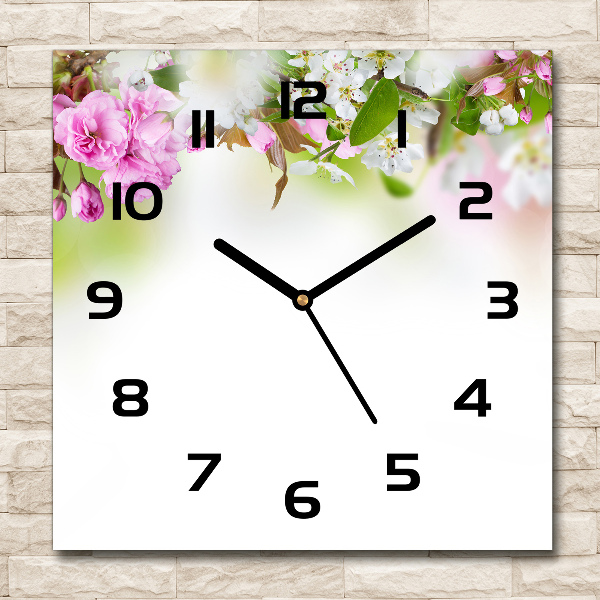 Orologio quadrato con motivo di fiori primaverili