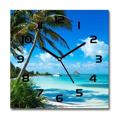Orologio quadrato con quadrante dal motivo spiaggia tropicale