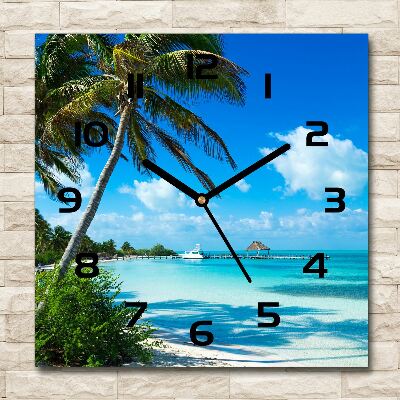 Orologio quadrato con quadrante dal motivo spiaggia tropicale