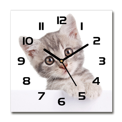 Orologio da parete quadrato con motivo gatto grigio