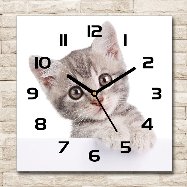 Orologio da parete quadrato con motivo gatto grigio