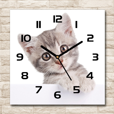 Orologio da parete quadrato con motivo gatto grigio