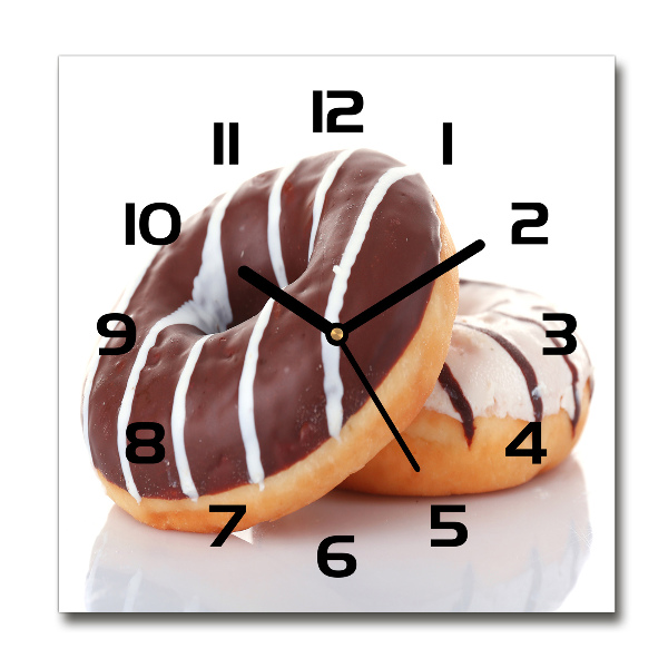 Orologio da parete quadrato con decorazione a ciambelle al cioccolato