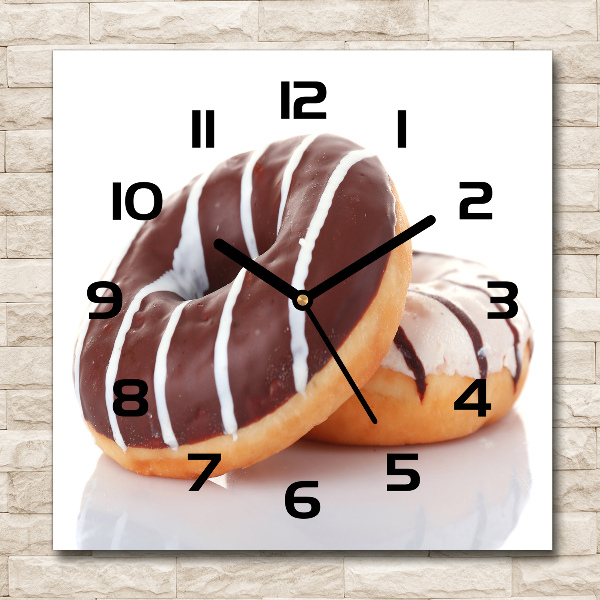 Orologio da parete quadrato con decorazione a ciambelle al cioccolato