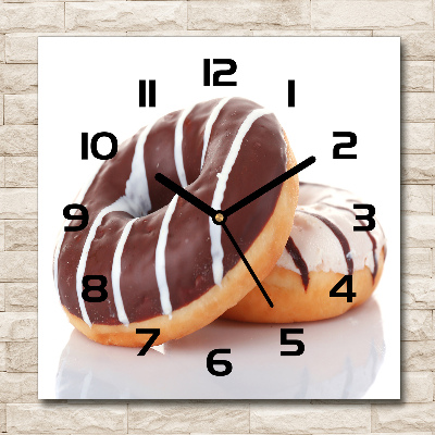 Orologio da parete quadrato con decorazione a ciambelle al cioccolato