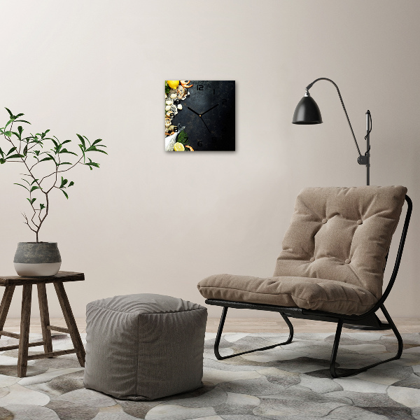 Orologio da parete quadrato con motivo a frutti di mare