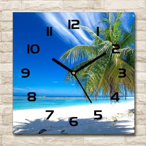 Orologio quadrato con motivo Spiaggia tropicale