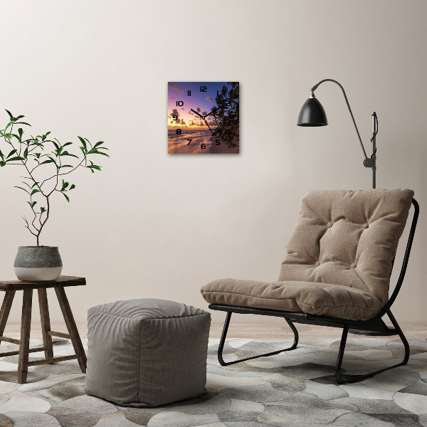 Orologio quadrato con stampa 'Tramonto sulla spiaggia'