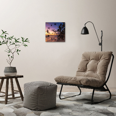 Orologio quadrato con stampa 'Tramonto sulla spiaggia'