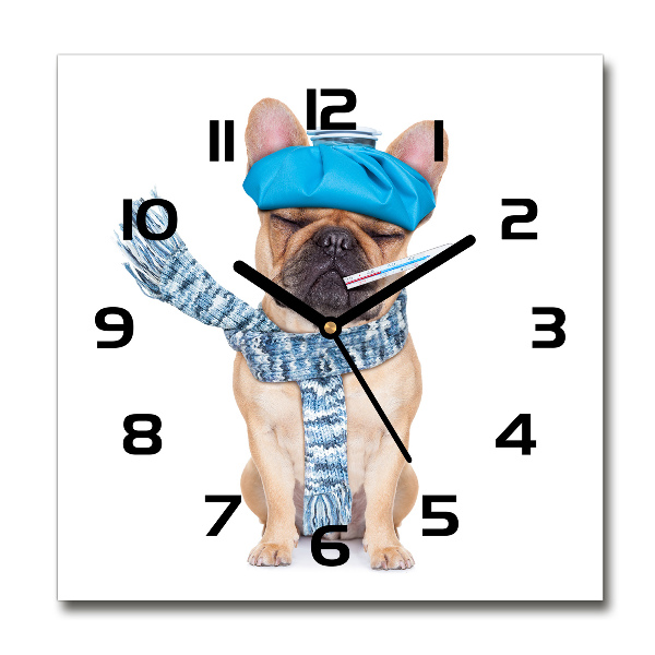Orologio quadrato con motivo di cane malato