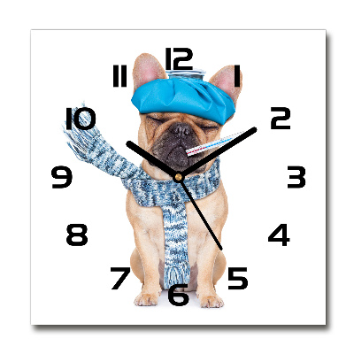 Orologio quadrato con motivo di cane malato