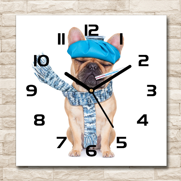 Orologio quadrato con motivo di cane malato