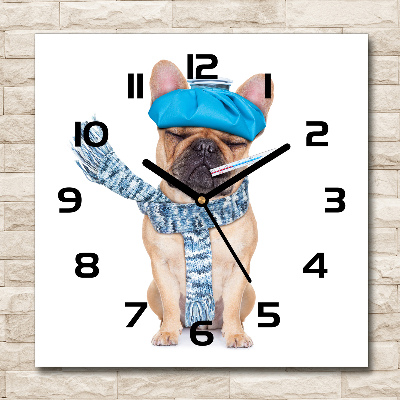 Orologio quadrato con motivo di cane malato