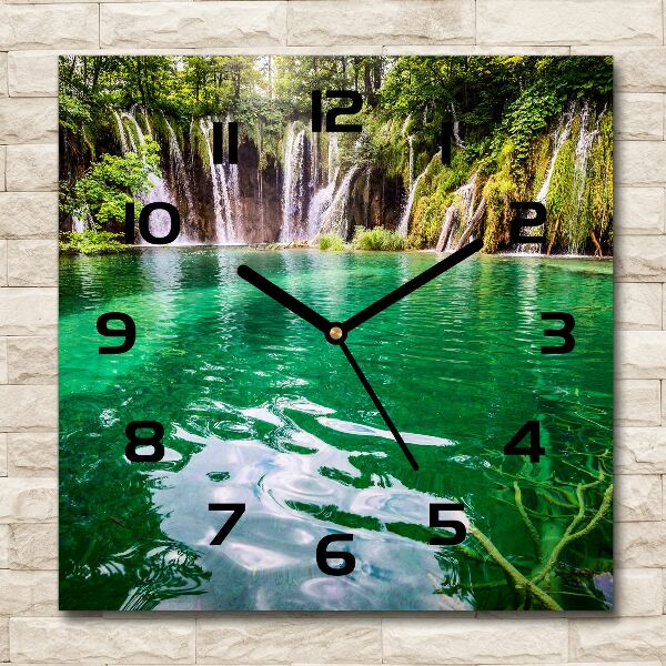 Orologio quadrato in vetro con motivo del Lago di Plitvice