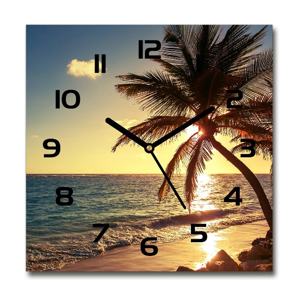 Orologio quadrato con quadrante a tema spiaggia tropicale