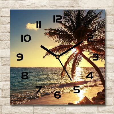 Orologio quadrato con quadrante a tema spiaggia tropicale