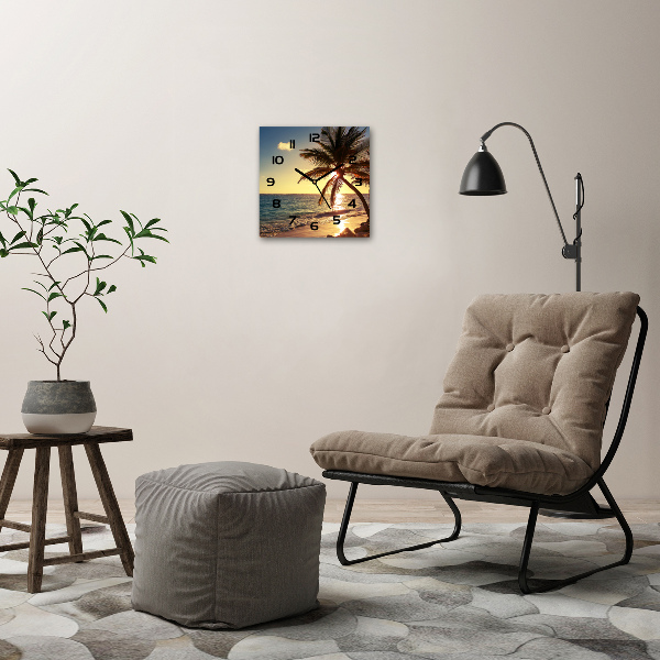 Orologio quadrato con quadrante a tema spiaggia tropicale