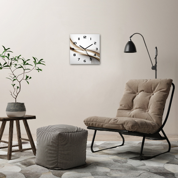 Orologio da parete quadrato con motivo a onde marroni