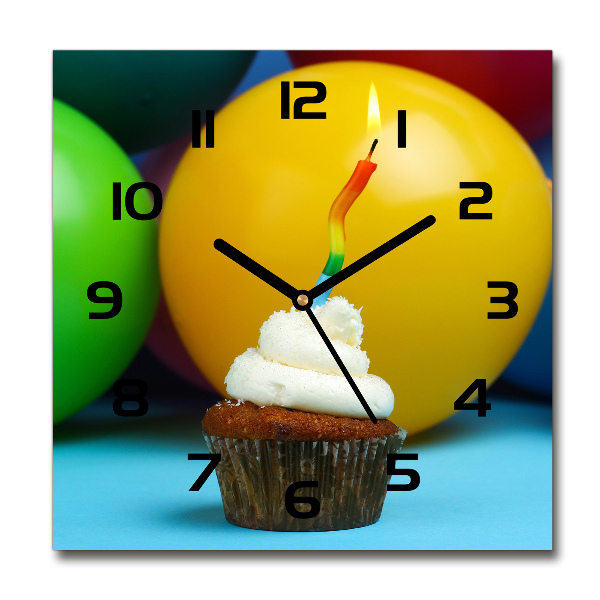 Orologio da parete quadrato con motivo cupcake di compleanno