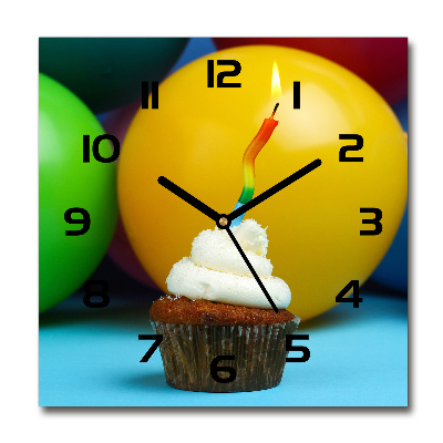 Orologio da parete quadrato con motivo cupcake di compleanno