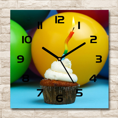 Orologio da parete quadrato con motivo cupcake di compleanno
