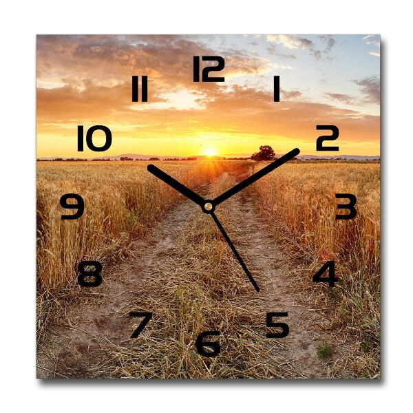 Orologio quadrato con quadrante decorato con un campo di grano