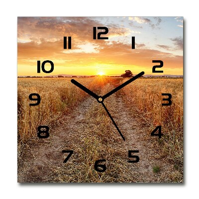 Orologio quadrato con quadrante decorato con un campo di grano