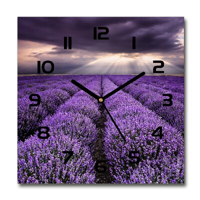 Orologio da parete quadrato con motivo di campo di lavanda