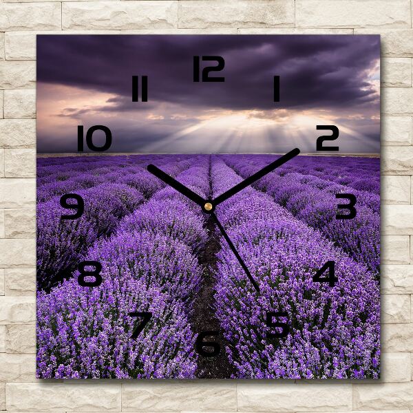 Orologio da parete quadrato con motivo di campo di lavanda