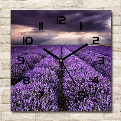 Orologio da parete quadrato con motivo di campo di lavanda