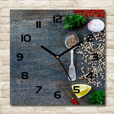 Orologio quadrato con motivo di spezie ed erbe aromatiche