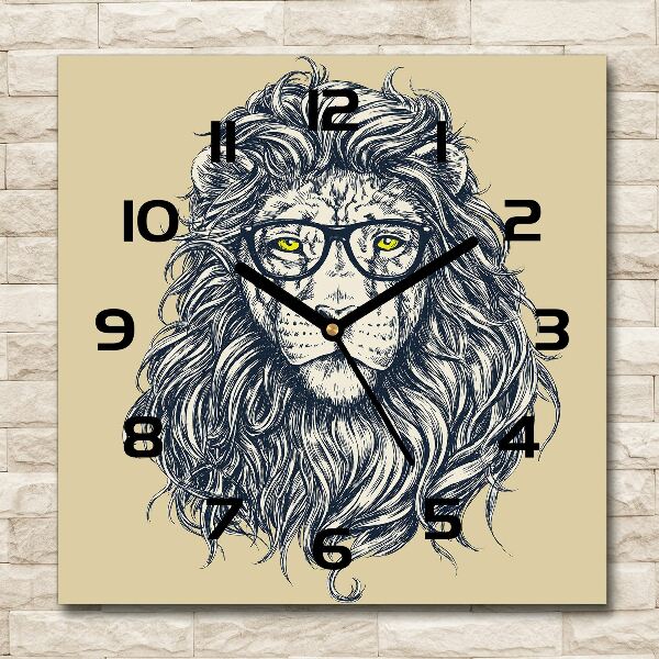 Orologio quadrato con motivo leone in stile hipster