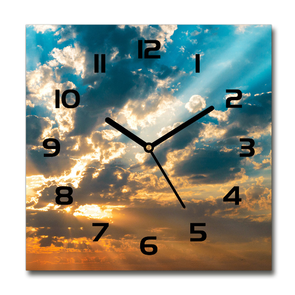 Orologio da parete quadrato con motivo cielo al tramonto