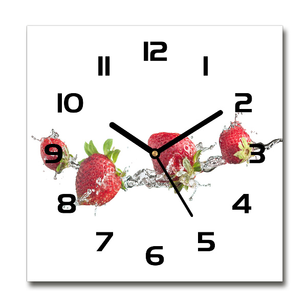 Orologio quadrato con motivo di fragole e acqua