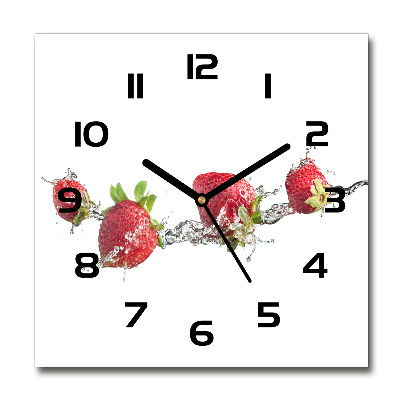 Orologio quadrato con motivo di fragole e acqua