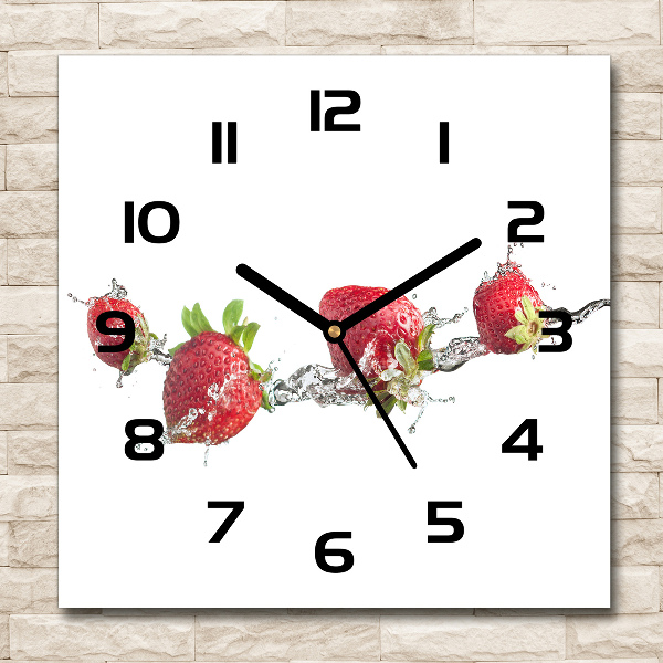 Orologio quadrato con motivo di fragole e acqua
